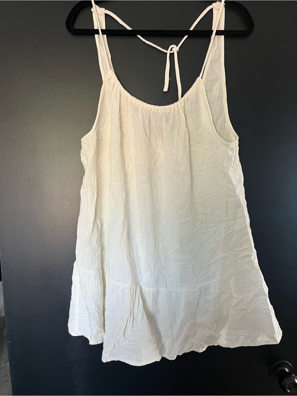 Swim suit Cover-Up Lightweight Cream Gauze Tie-Back Tank Dress